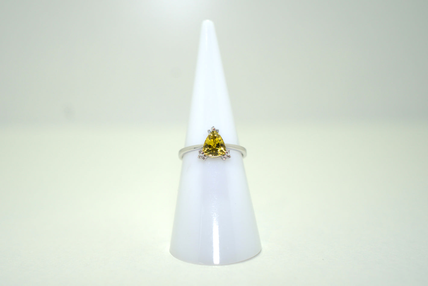 White Gold Ring with Yellow Sapphire and Diamonds