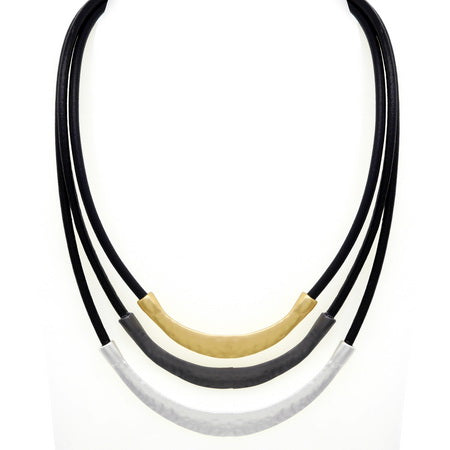 Layered Trio Tone Cord Necklace