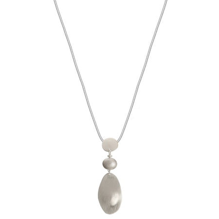 Metal Oval Drop Necklace - Silver