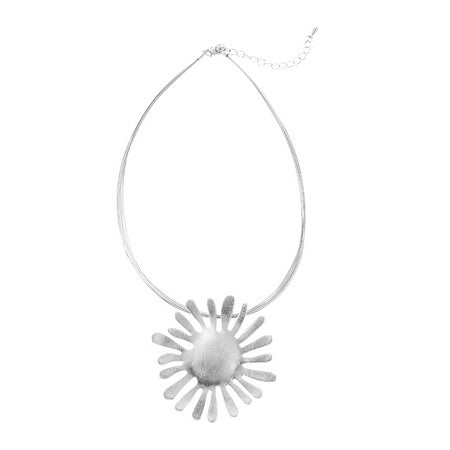 Cutout Sun Choker Necklace - Silver