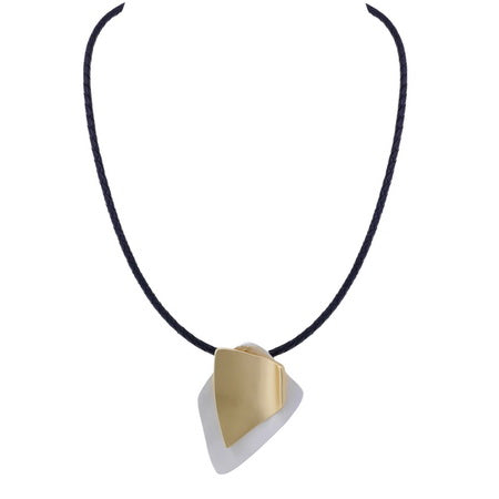Tone Curved Metal Necklace - Gold