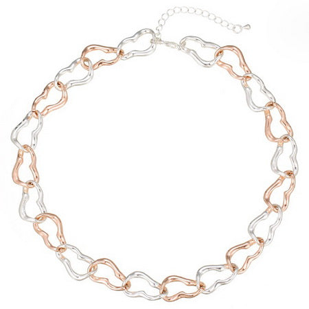 Two Tone Curved Ring Link Nklace