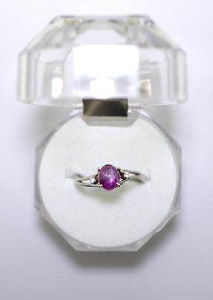 White Gold Ring with Star Ruby and Diamonds