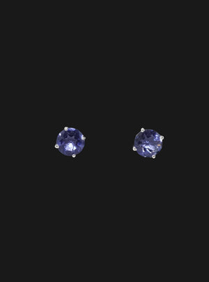Sterling silver studs Amethyst - round earrings