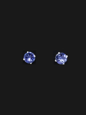 Sterling silver studs Amethyst - round earrings