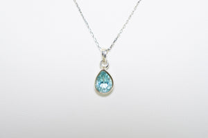 Silver Pendant with Blue Topaz