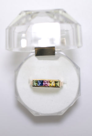 Yellow Gold Ring with Mix Sapphires