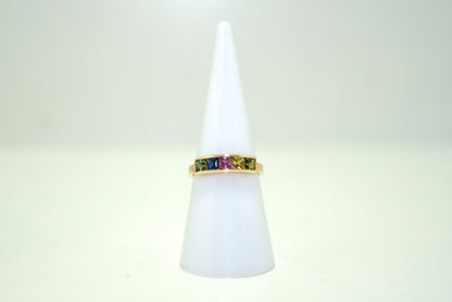 Yellow Gold Ring with Mix Sapphires
