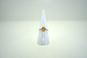 White Gold Ring with Orange sapphire and Dimond