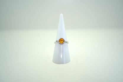 White Gold Ring with Orange sapphire and Dimond
