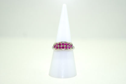 Whit Gold Ring with Rubies
