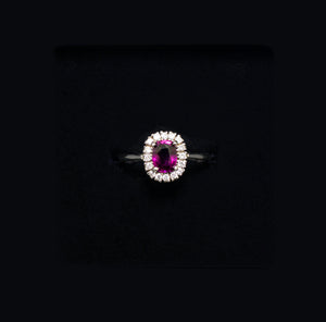 White Gold Ring with Ruby & Diamond