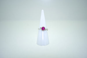 White Gold Ring with Pink sapphire and Diamonds