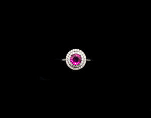 White Gold Ring with Ruby and Diamonds