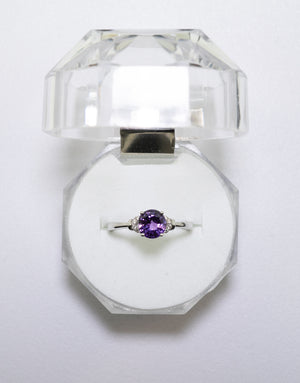 White Gold Ring with Purple Sapphire and Diamonds