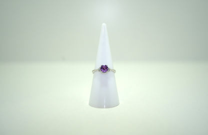 White Gold Ring with Purple Sapphire and Diamonds