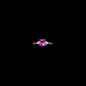 White Gold Ring with Purple Sapphire and Diamonds