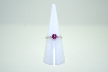 White Gold Ring with Purple Sapphire and Diamonds