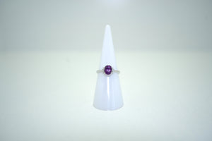 White Gold Ring with Purple Sapphire and Diamond