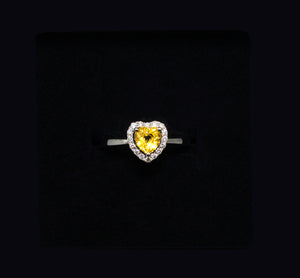 White Gold Ring with Yellow sapphire and Diamonds
