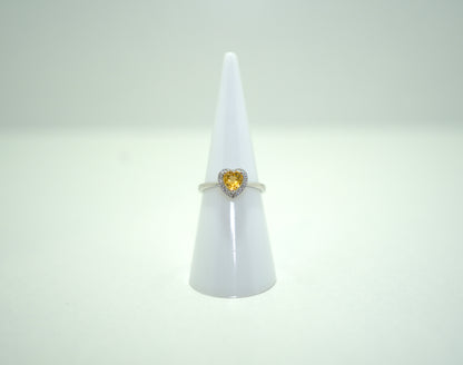 White Gold Ring with Yellow sapphire and Diamonds