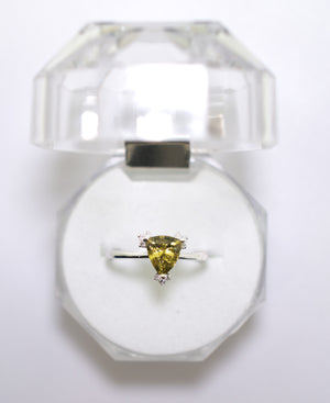 White Gold Ring with Yellow Sapphire and Diamonds