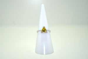 White Gold Ring with Yellow Sapphire and Diamonds