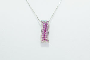 White Gold Pendent With Light and Dark Pink Sapphires