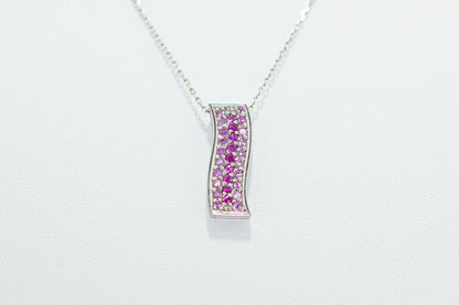 White Gold Pendent With Light and Dark Pink Sapphires