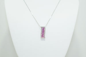 White Gold Pendent With Light and Dark Pink Sapphires