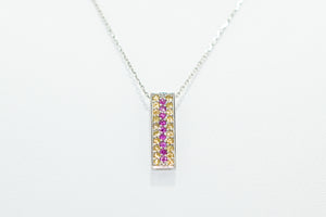 White Gold Pendent with Pink & Yellow Sapphires
