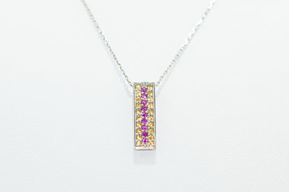 White Gold Pendent with Pink & Yellow Sapphires