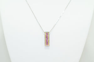 White Gold Pendent with Pink & Yellow Sapphires