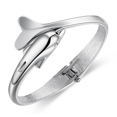 Dolphin Hinge Bangle - Silver