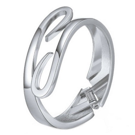 Curved Hingle Bangle - Silver