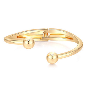 Ball End Hinge Open Bangle - Gold