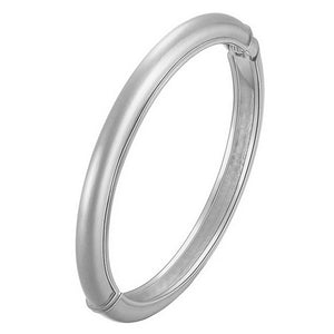 Plain Oval Hinge Bangle - Silver