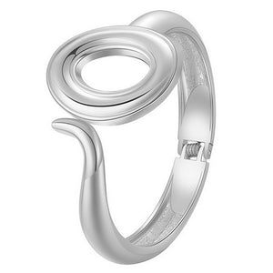 Cutout Circle Hinge Bangle - Silver