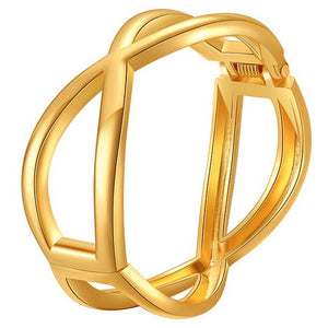 Cross Hinge Bangle - Gold