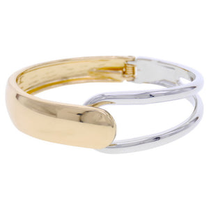Two Tone Open Hinge Bangle - Silver