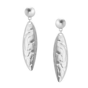 Etched Canoe Shape Earrings - Silver
