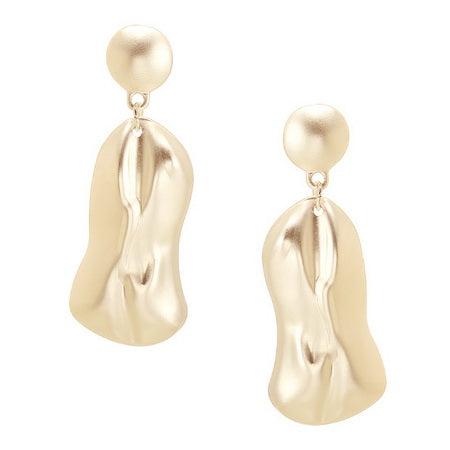 Curved Peanut Shape Earrings - Gold