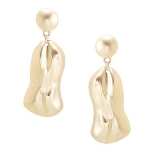 Curved Peanut Shape Earrings - Gold