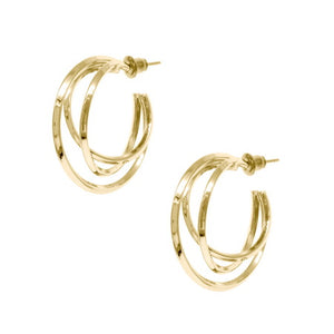 Layered Twist Hoop Earrings - Gold