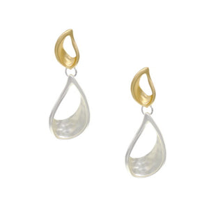 Dual Tone Twist TDrop Earrings - Gold