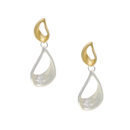 Dual Tone Twist TDrop Earrings - Gold