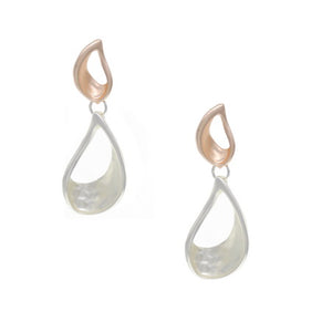 Dual Tone Twist TDrop Earrings - Rose Gold