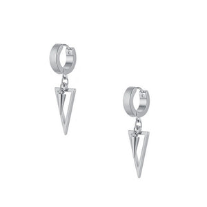Arrow Bullet Drop Hoop Earrings - Silver