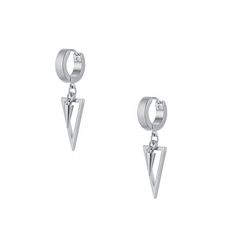 Arrow Bullet Drop Hoop Earrings - Silver