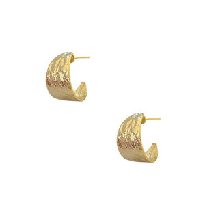 Textured Thick Hoop Earrings - Gold